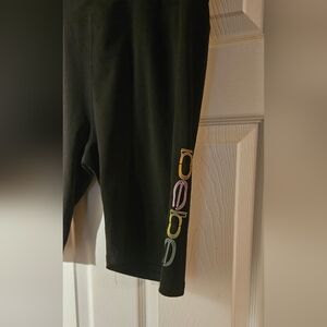 Women's Black Bike Shorts with Colorful Logo